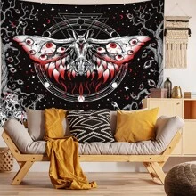 1pc Red-Eyed Bat Skull Printed Tapestry, Home Room Wall Decoration Hanging Cloth, Flag For Room, Room Decor, Tapestry, Wall Art ,Room Stuffs, Flags For Room, Home Decor, Wall Tapestry