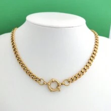 1 Stück Halskette aus Edelstahl mit Seemannsverschluss, DIY Zubehör für Männer und Frauen, geometrischer Stil, wasserdicht und nicht verblassend, Hip-Hop Punk minimalistischer Stil, Vakuumplattierung, Länge: 45cm