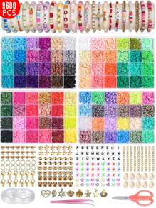 Juego De Cuentas De Arcilla Polimérica De 2400pcs/4800pcs/7200pcs/9600pcs/12000pcs/15600pcs, Cuentas De Disco Plano Redondo Heishi Con Cuentas Separadoras De Arcilla Para Hacer Pulseras, Cuentas De Piedra Negra Para Hacer Joyas, Ideal Para Regalos De Cumpleaños, Acción De Gracias, Navidad Y Año Nuevo