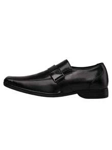 Men's PU Leather Lined Wide Fit Dress Loafers Shoes For Daily - 黑色 - 查看 6