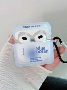 1pc Blue Ocean Style Earphone Case Compatible With Airpods Pro Pro2 Airpods 3 Airpods2 1 Airpods 4 Wireless Bluetooth Headphone Protective Cover