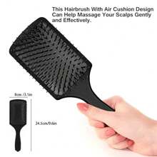 Brosse à palette, brosse à cheveux sans tirer, brosse à palette pour un coiffage efficace + brosse à démêler max. pour hommes et femmes, brosses de démêlage avec poignée à toucher doux - Multicolore - Voir 4