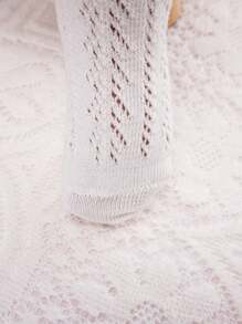 1 Paar Sommer Baby Mädchen Socken mit Schleife, Kinder lange weiße Kniestrümpfe mit Hohlmuster, Kleinkind Prinzessin Netzsocken