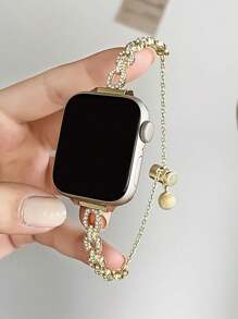 1pc Small Baguette Diamonds Embellished Bracelet Band, Fit For 38/40/41/42/44/45/46/49mm Apple Watch Ultra Series S10/9/8/7/6/5/4/3/2/1/SE