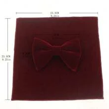 1 set Traje de boda para hombres, que incluye corbata de moño de terciopelo con forma de cuerno, pañuelo de bolsillo y gemelos para corbata de hombre