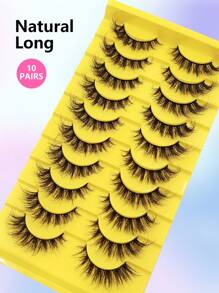 Asiteo Asiteo 10 Pairs Cat Eye Lashes Style Look Natural False Eyelashes 3D Soft Cross Wispy Fluffy Manga Lashes