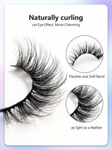 Asiteo Asiteo 10 Pairs Cat Eye Lashes Style Look Natural False Eyelashes 3D Soft Cross Wispy Fluffy Manga Lashes