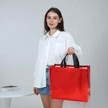 2/12 件混色大号礼品袋套装，33x28x13 厘米，可重复使用的生日派对礼品袋，全息无纺布袋，激光袋，购物袋，圣诞袋，婚礼袋，杂货袋，圣诞节 - 12個混色大號禮包 - 查看 8
