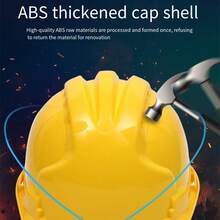 1pc ABS Safety Helmet Fiberglass Breathable Hard Hat For Construction - Yellow - View 4