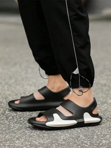 Men's Street Style Color-Block Soft Bottom Anti-Slip Slippers, Spring/Summer, EVA Material For Indoor/Outdoor Activities - Black - View 4