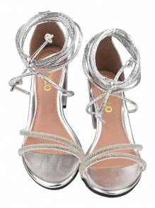 Women Heeled Sandals - Silver - View 3