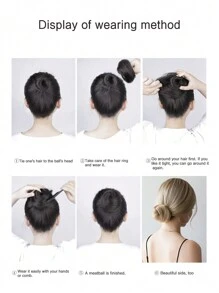 Hair Bun Extension Messy Fluffy Bun With Elastic Band Hair Bun Synthetic Hair Elastic Rubber Band For Women Girls Stretchy Hairpieces - Gold - View 8