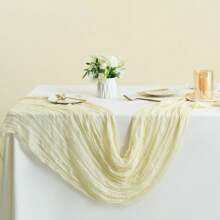 10pcs Rectangular Table Runner, 180*90cm, 300*90cm, 400*90cm, Cheese Cloth Table Runner, Boho Cheesecloth Table Cloth, Transparent Tablecloth, Suitable For Wedding Bride Baby Shower Birthday Or Holiday Party Cake Table Decor, Romantic Banquet Table Decor Chiffon Table Runner For Birthday, Wedding, Party, Holiday Celebration And Baby Shower