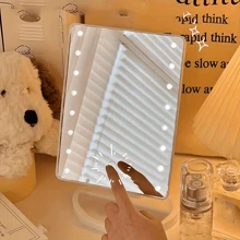 Espelho de Maquiagem LED Quadrado, Espelho de Vaidade Multiluzes para Maquiagem com Iluminação Complementar para Beleza, Portátil