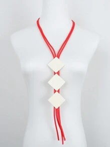 1pc Handmade Multicolor Tassel Rubber Necklace Boho Statement Long Necklace - Red - View 13