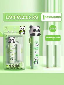 1 Set New Cute Cartoon Push Eraser (With 2 Refills), Push And Pull Debris-Free Eraser, Clean, Students Specifically Designed Eraser, No Traces After Erasing, Creatively Designed Cartoon Appearance, Suitable For Kindergarten, Elementary School Students From 1st To 3rd Grade