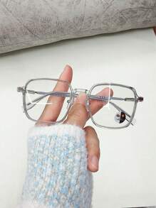 1 pièce Lunettes photochromiques pour hommes et femmes pour prévenir la fatigue visuelle, regarder l'ordinateur, regarder la télévision, jouer à des jeux et regarder les téléphones portables, lunettes de mode à lentilles transparentes pour le soin des yeux - Transparent - Voir 4