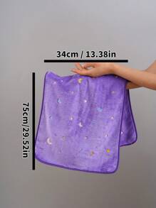 1/2件装珊瑚绒吸水刺绣星空图案（3条手巾+3条浴巾+3条浴袍巾）超柔软纤维浴室毛巾、洗脸巾、家居装饰毛巾 - 紫羅蘭色 - 查看 10