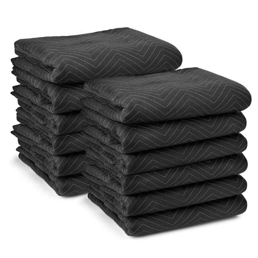 12 Pack Moving Blankets 80" X 72" Pro Economy Black Shipping Furniture Pads - 均碼 - 查看 1