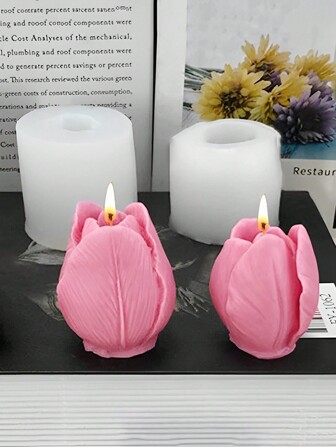 花朵郁金香硅胶蜡烛模具手工制作 DIY 3D 玫瑰香皂石膏工艺品树脂铸造模具 DIY 工具