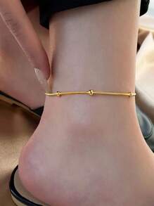 1-2 件简约欧美风格 G23 不锈钢圆蛇链脚链，适合男女情侣日常节日聚会佩戴