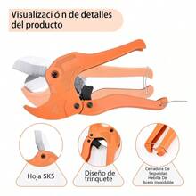 MOLOLAN Cortador De Tubo De Pvc, Hasta 42mm Cortatubo Tubo Hasta 1-5/8 Tijeras Para Tubos PPR. Fabricado en acero al manganeso de alta calidad, ofrece alta dureza, buena tenacidad y durabilidad. Ideal para uso doméstico, reparaciones y fontanería. - Naranja - Ver 4