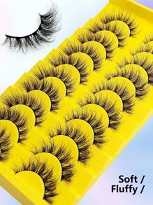 Asiteo Asiteo 10 Pairs Cat Eye Lashes Style Look Natural False Eyelashes 3D Soft Cross Wispy Fluffy Manga Lashes