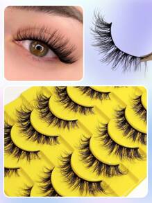 Asiteo Asiteo 10 Pairs Cat Eye Lashes Style Look Natural False Eyelashes 3D Soft Cross Wispy Fluffy Manga Lashes