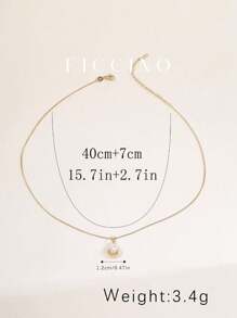 FICCINO Faux Pearl Shell Shaped Pendant Gold-Plated With Cubic Zirconia Inlaid Jewelry Titanium Steel Gold-Plated Snake Chain Women Necklace, Perfect For Parties At The Beach Or Ballroom, Great For Daily Or Festival Occasions, Comes With A Box As Mother's Day Or Anniversary Gift