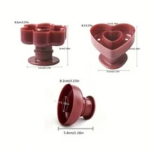 Set de 3 piezas de moldes para donas, cortador de plástico para donas, herramientas de cocina para hornear, accesorios para cocina casera - Burdeos - Ver 10