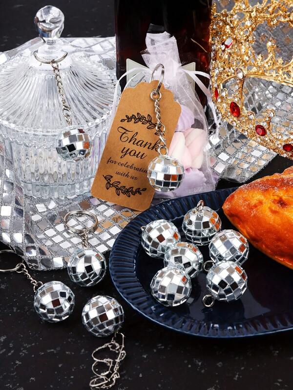30pcs/Set, Wedding Creative Disco Key Ring Set, Festive Gift Bag With Disco Lens Ball Keychain Card Hanging Sign For Party Treats Gift, Back To School Valentine Day