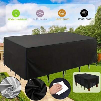 1 Pc Outdoor Furniture Dust And Waterproof Cover Cloth 210d OxfordCloth Garden Furniture Cover, Courtyard Sofa Table And Chair Cover For School,Office,Household,Travel,Bag,Organizer,Storage