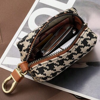 Plaid Key Case Universal Car Key Case Simple Fashion Large Capacity Waist Bag Hanging Bag Multi-Functional Zipper Coin Purse Card Holder Key Holder Key Case School Supplies Teacher Gifts Back To School Back To School Supplies For Women Mini Wallet