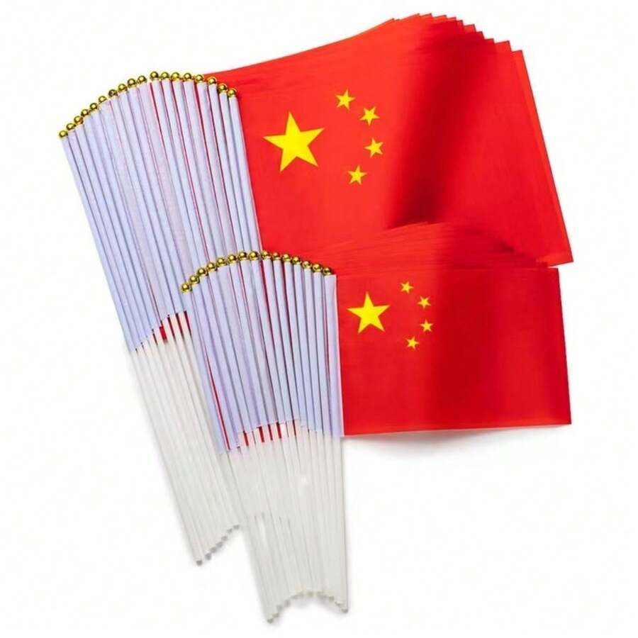 10 piezas Banderas de mano, Bandera Nacional de China - Rojo - Ver 1