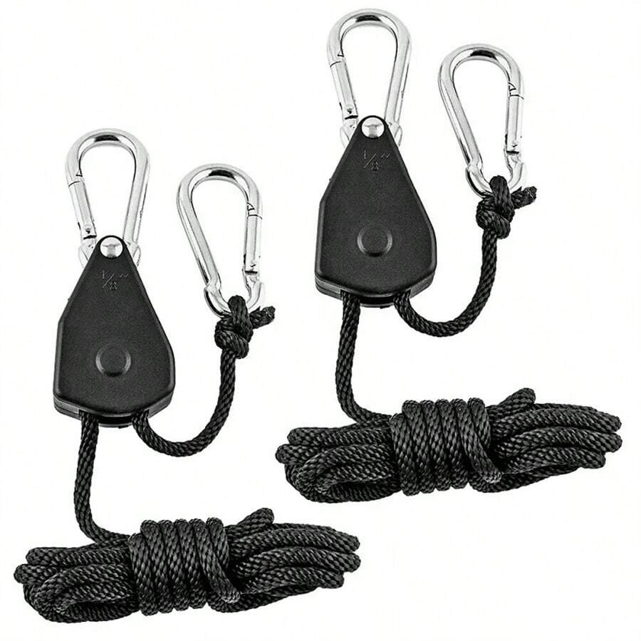 2pcs Adjustable 8 Inch Reinforced Hangers Hanging Ratchet For Tent Grow Plant Lamp Rope Ratchet Hanger Pulley Hook - Black - View 1