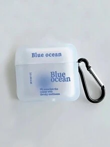 1pc Blue Ocean Style Earphone Case Compatible With Airpods Pro Pro2 Airpods 3 Airpods2 1 Airpods 4 Wireless Bluetooth Headphone Protective Cover
