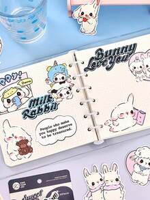 1包/30張韓式可愛卡通貼紙，帶有柔軟可愛的兔子和羊設計，適用於DIY剪貼簿、日記、禮品裝飾