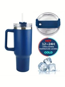 Vaso térmico 1 pieza, vaso térmico con tapa, botella de agua aislada de acero inoxidable de 40 oz con asa, vaso portátil para coche, hogar, oficina, accesorio de viaje de verano, regalo de cumpleaños - 40 onzas - Ver 17