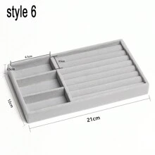 Nhung Trang Sức Màn Hình Khay Tinh Tế Trang Sức Giá Đỡ Di Động Vòng Bông Tai Vòng Cổ Hộp Lưu Trữ Đồ Tổ Chức Khay - Xám - Xem 18