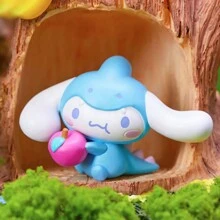 Miniso Figuras ciegas de la familia Sanrio con dinosaurios vestidos, hechas de PVC, con accesorios divertidos, perfectas para fans y decoración de habitaciones (1 pieza, entrega aleatoria)