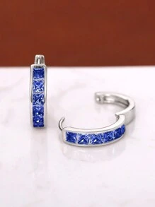 1 Pair Fashionable Cubic Zirconia Earrings, Jewelry Gift For Women On Wedding Anniversary, Engagement Party, Valentine's Day - Blue - View 4