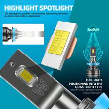 Roadsun 2入組 H1 H7 H11 9005 9006 H4 LED頭燈燈泡，42000流明 250瓦 6000K 外接驅動器，高功率CSP芯片，CANBUS，無錯誤，600％亮度，易於安裝，即插即用