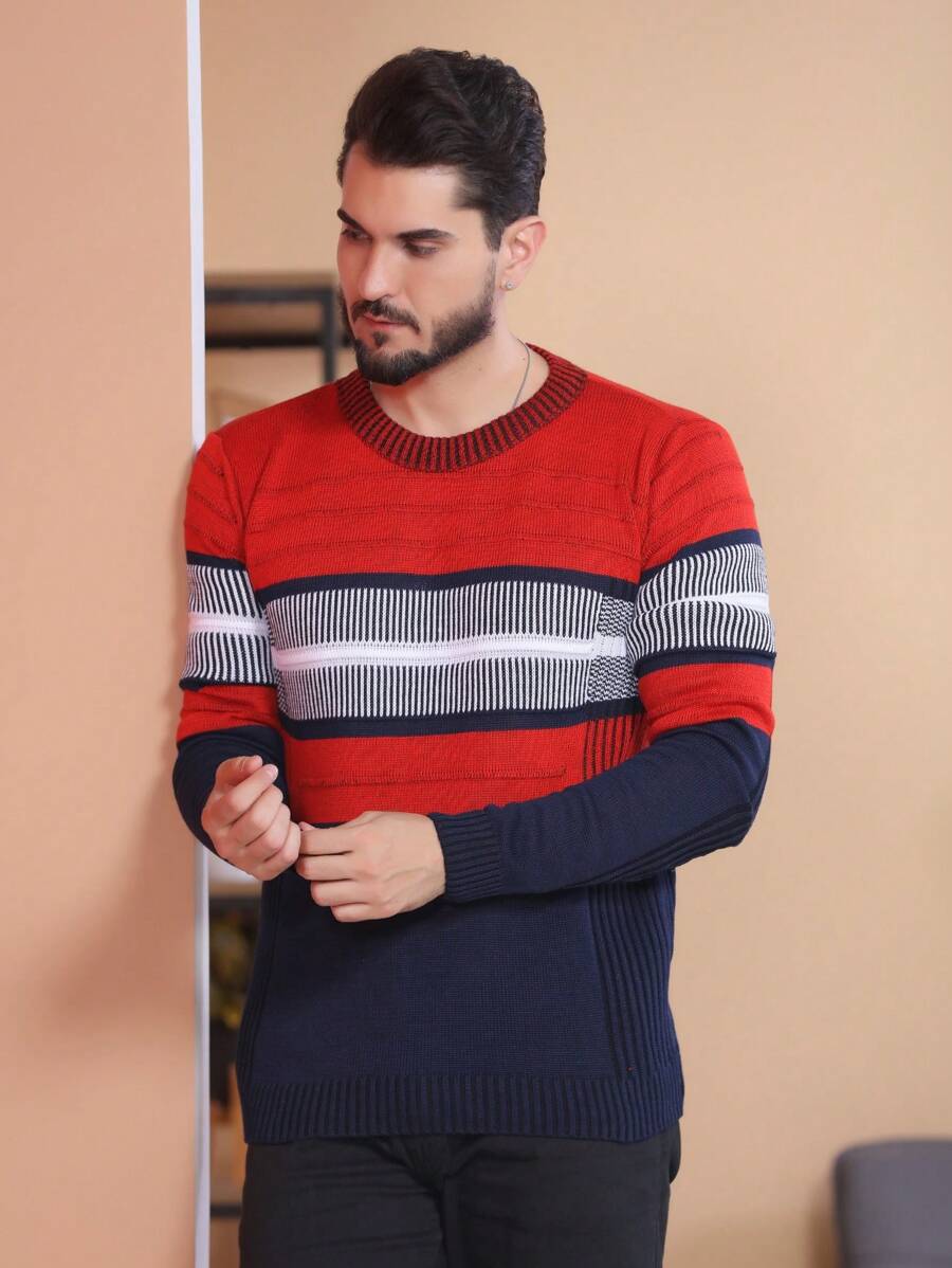 Men Sweaters - 紅色 - 查看 1