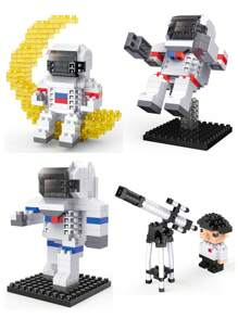 1 Set Mini Assemble Plastic Building Blocks Toy, Space Astronaut Series, Includes Astronaut Landing On Moon/Weightless/Running And Telescope, With High-Definition 3D Assembly Instruction, Micro-Particle Building Blocks 3D Model Assembly Toy, Suitable For Birthday Holiday Gifts, Creative Decorations, Suitable For Beginners To Practice Simple Block Assembly, Develop Hands-On Ability, Can Be Used For Room Decoration. - Multicolor - View 2