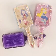 1 Pc Clear Comb Box, Cartoon Pattern, Size 19cm * 6.5 Cm, Suitable For Straight Hair, Curly Hair Friends Can Not Use, Is The Best Gift For Children, Comb Can Rub The Scalp., Hair Brush, Comb, Hair Tools, Hair Products And Accessories For Barber Salon Beauty Travel Essentials