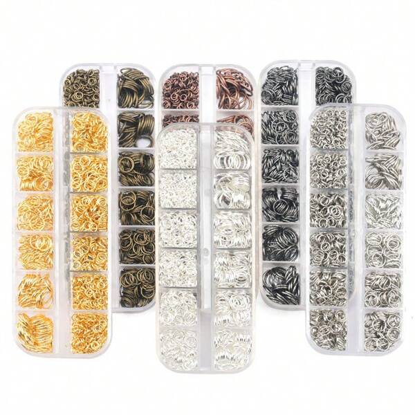 700pcs/Box Open Jump Rings, 4/5/6/7/8/10mm Mixed Size Single Loop Connector Open Rings, Suitable For DIY Jewelry Pendant Necklace Bracelet Accessories