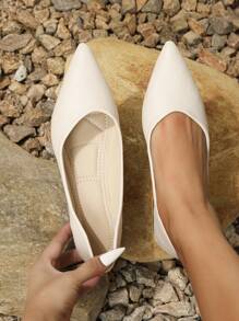 Damen Slip-On Ballerinas Einfarbig, elegantes Design mit niedriger, bequem und vielseitig einsetzbar für Büro oder Party - Aprikosenfarben - Übersicht 1