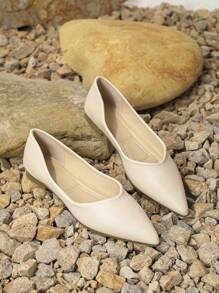 Damen Slip-On Ballerinas Einfarbig, elegantes Design mit niedriger, bequem und vielseitig einsetzbar für Büro oder Party - Aprikosenfarben - Übersicht 4