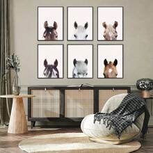 6pcs/Set, Horse Canvas Wall Art Prints Set Of 6, Horses Portraits, Farmhouse Wall Art, Farm Animals Poster, Animals Portraits Wall Decor Living Room, Horse Poster Home Decor, Horses Prints Wall Decor For Bedroom Gifts Birthday Graduation - Multicolor - View 8