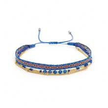 Colombia Style Woven Multi-Layered Bracelet, Minimalist Design With Beads, For Women, Spring & Summer